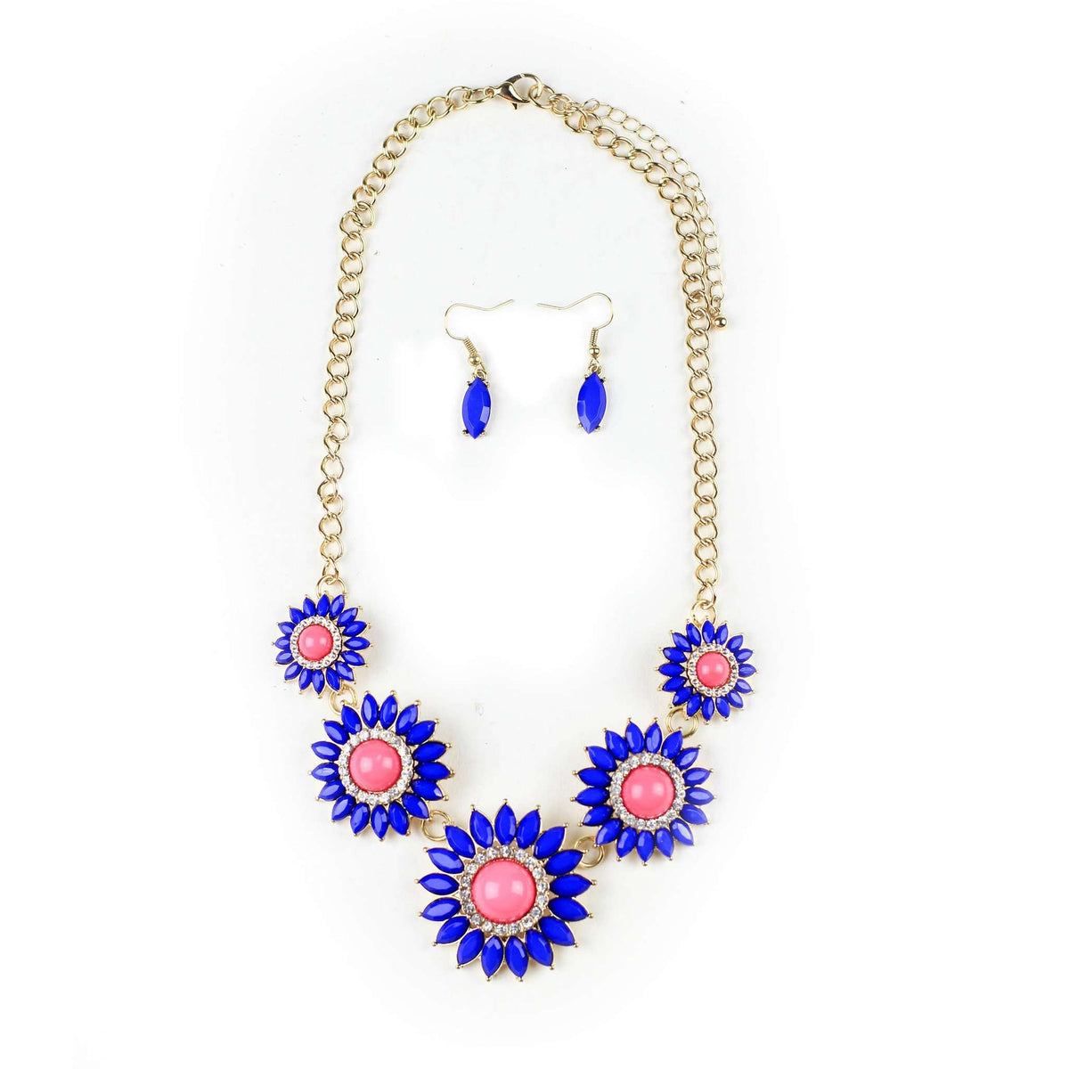 Statement Necklace in Blue and Pink by Country Club Prep - Country Club Prep