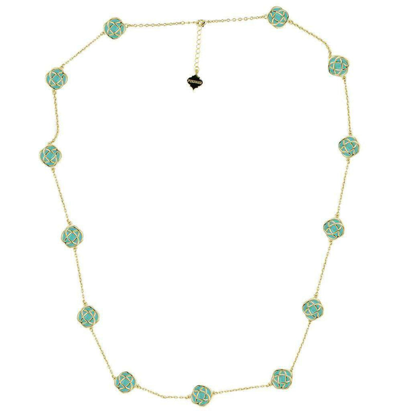 The Murphy Necklace in Gold and Aqua by Fornash - Country Club Prep