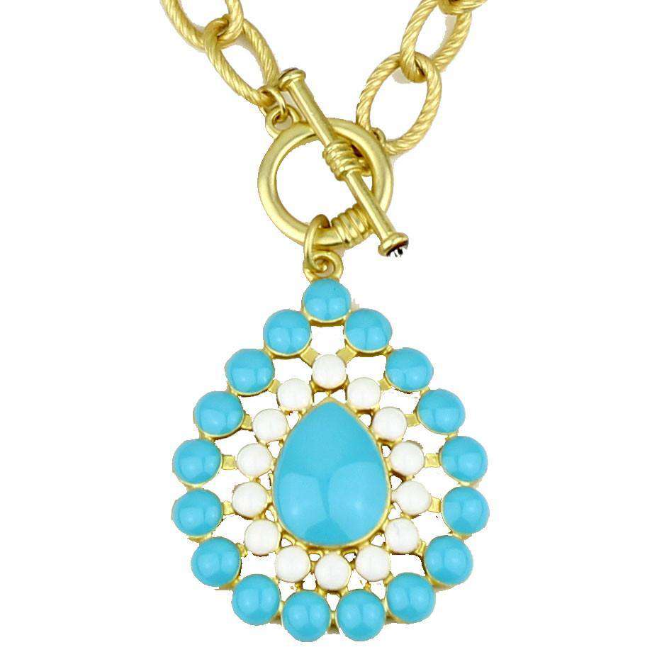 The Natalie Necklace in Aqua and White by Fornash - Country Club Prep