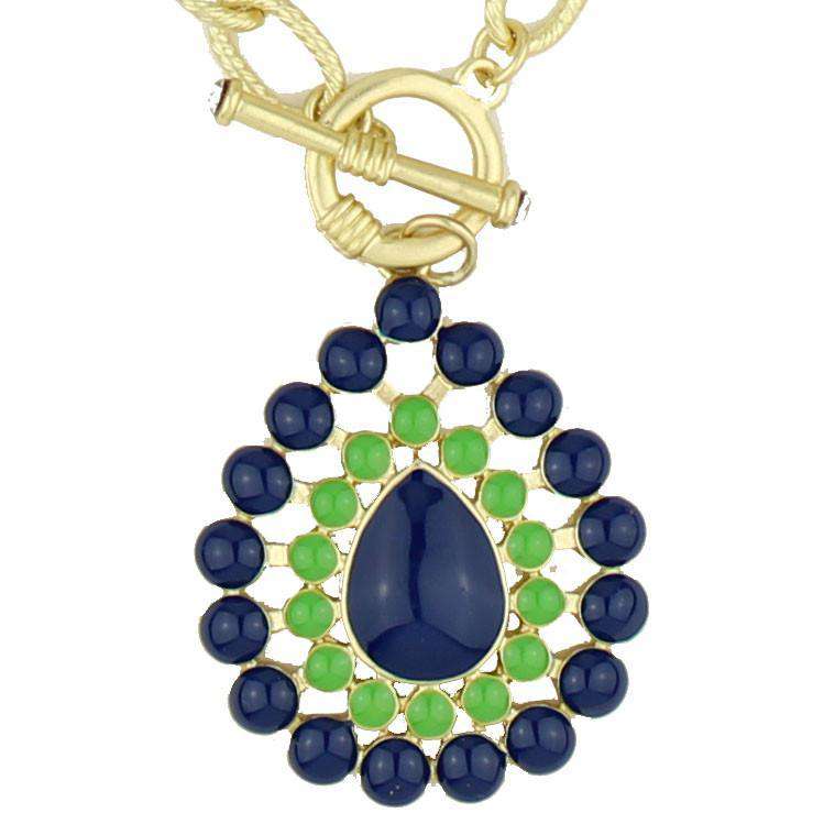 The Natalie Necklace in Navy and Green by Fornash - Country Club Prep