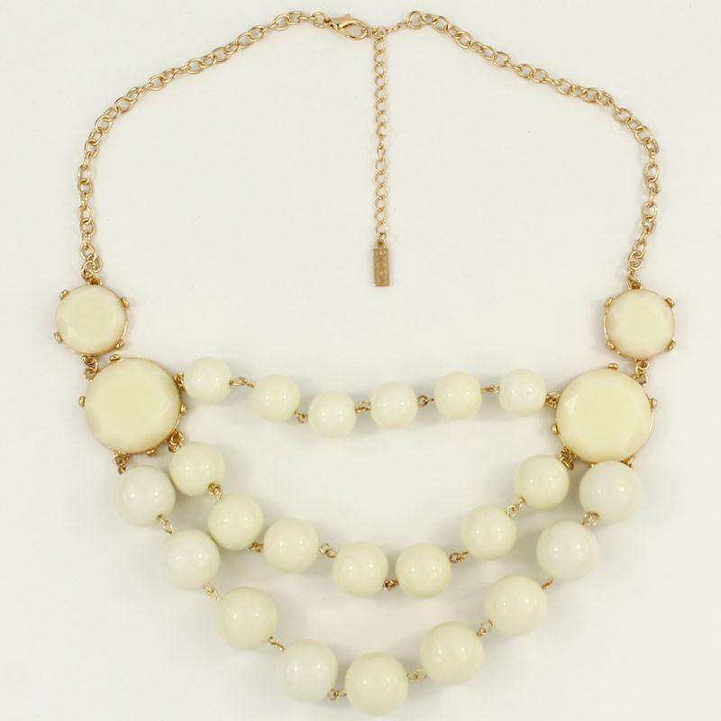 Triple the Bauble Necklace in Ivory by Pink Pineapple - Country Club Prep