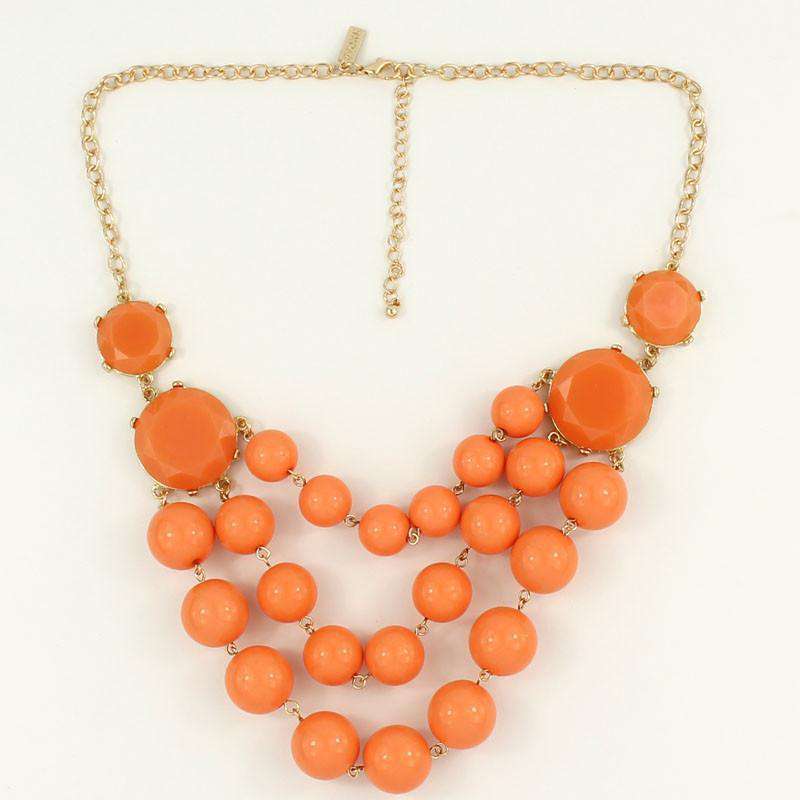 Triple the Bauble Necklace in Peach by Pink Pineapple - Country Club Prep