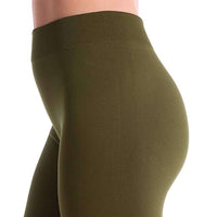 Ultra-Soft Seamless Fleece Lined Leggings in Olive Green - Country Club Prep