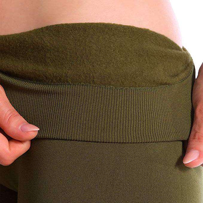 Ultra-Soft Seamless Fleece Lined Leggings in Olive Green - Country Club Prep