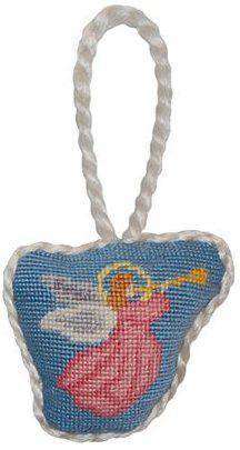 Angel Needlepoint Christmas Ornament in Blue by Smathers & Branson - Country Club Prep