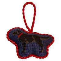 Black Lab Needlepoint Christmas Ornament in Blue by Smathers & Branson - Country Club Prep
