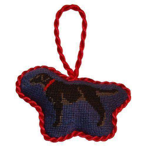 Black Lab Needlepoint Christmas Ornament in Blue by Smathers & Branson - Country Club Prep