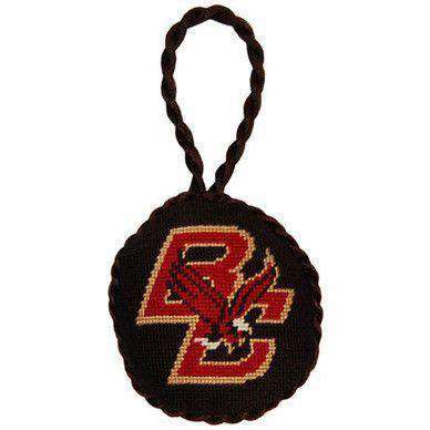 Boston College Needlepoint Christmas Ornament in Black by Smathers & Branson - Country Club Prep
