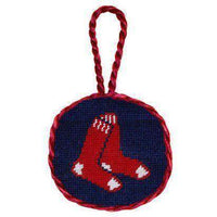 Boston Red Sox Needlepoint Christmas Ornament in Navy Blue by Smathers & Branson - Country Club Prep