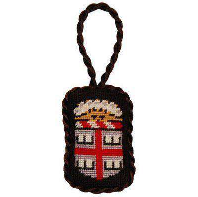 Brown University Needlepoint Christmas Ornament in Black by Smathers & Branson - Country Club Prep