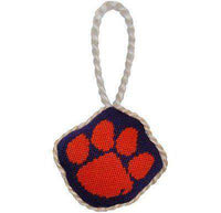 Clemson University Needlepoint Christmas Ornament in Purple and Orange by Smathers & Branson - Country Club Prep