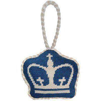 Columbia University Needlepoint Christmas Ornament in Blue by Smathers & Branson - Country Club Prep
