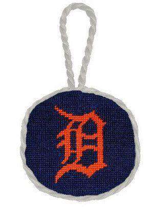 Detroit Tigers Needlepoint Christmas Ornament in Navy Blue by Smathers & Branson - Country Club Prep