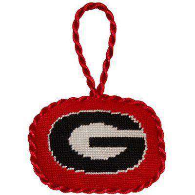 Georgia Needlepoint Christmas Ornament in Red by Smathers & Branson - Country Club Prep