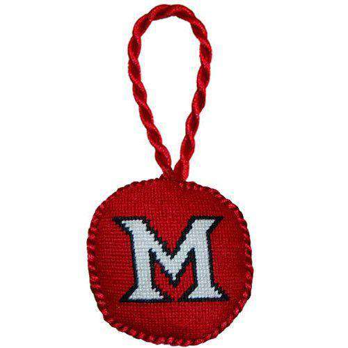 Miami Univeristy (Ohio) Needlepoint Christmas Ornament in Red by Smathers & Branson - Country Club Prep