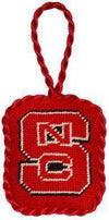 North Carolina State University Needlepoint Christmas Ornament in Red by Smathers & Branson - Country Club Prep
