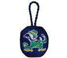 Notre Dame Needlepoint Christmas Ornament in Navy by Smathers & Branson - Country Club Prep