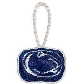 Penn State Needlepoint Christmas Ornament in Navy by Smathers & Branson - Country Club Prep