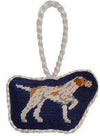 Pointer Needlepoint Christmas Ornament in Navy Blue by Smathers & Branson - Country Club Prep