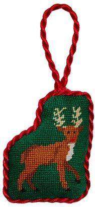 Reindeer Needlepoint Christmas Ornament in Green by Smathers & Branson - Country Club Prep