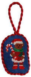 Santa Bear Needlepoint Christmas Ornament in Blue by Smathers & Branson - Country Club Prep