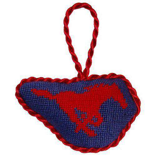 SMU Needlepoint Christmas Ornament in Blue by Smathers & Branson - Country Club Prep
