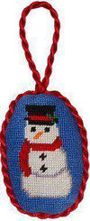 Snowman Needlepoint Christmas Ornament in Blue by Smathers & Branson - Country Club Prep