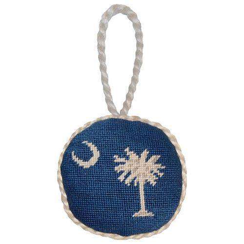 South Carolina Flag Needlepoint Christmas Ornament in Blue by Smathers & Branson - Country Club Prep