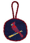 St. Louis Cardinals Needlepoint Christmas Ornament in Navy Blue by Smathers & Branson - Country Club Prep