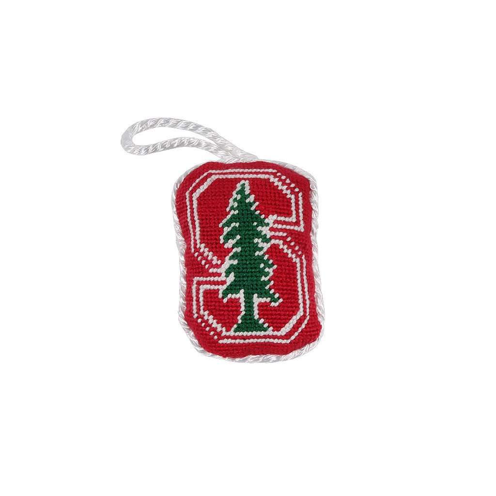 Stanford Needlepoint Christmas Ornament in Red by Smathers & Branson - Country Club Prep
