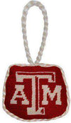 Texas A & M University Needlepoint Christmas Ornament in Maroon by Smathers & Branson - Country Club Prep