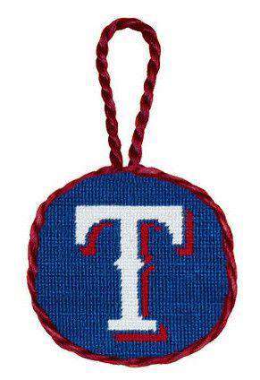 Texas Rangers Needlepoint Christmas Ornament in Blue by Smathers & Branson - Country Club Prep