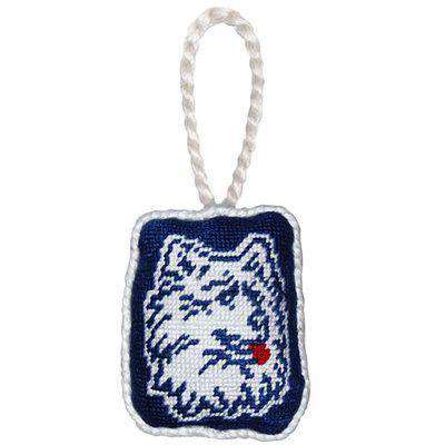University of Connecticut Needlepoint Christmas Ornament in Navy by Smathers & Branson - Country Club Prep