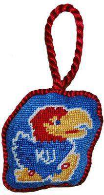 University of Kansas Needlepoint Christmas Ornament in Blue by Smathers & Branson - Country Club Prep