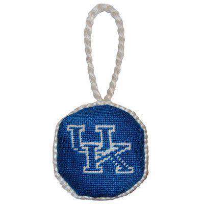 University of Kentucky Needlepoint Christmas Ornament in Blue by Smathers & Branson - Country Club Prep