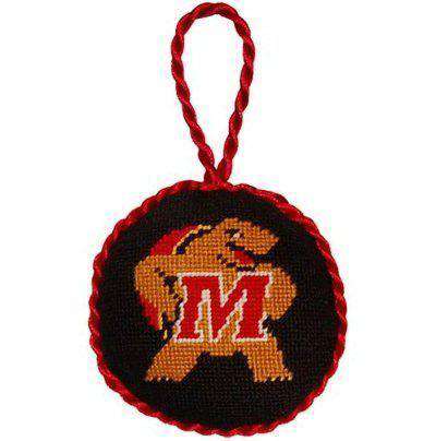 University of Maryland Needlepoint Christmas Ornament in Black by Smathers & Branson - Country Club Prep