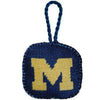 University of Michigan Needlepoint Christmas Ornament in Navy by Smathers & Branson - Country Club Prep