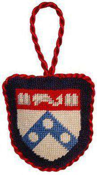 University of Pennsylvania Needlepoint Christmas Ornament in Navy by Smathers & Branson - Country Club Prep