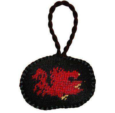 University of South Carolina Needlepoint Christmas Ornament in Black by Smathers & Branson - Country Club Prep