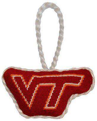 Virginia Tech Needlepoint Christmas Ornament in Maroon by Smathers & Branson - Country Club Prep