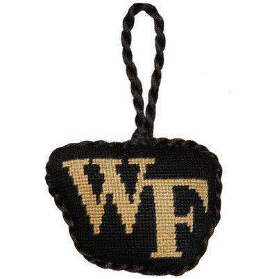 Wake Forest Needlepoint Christmas Ornament in Black by Smathers & Branson - Country Club Prep