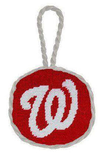 Washington Nationals Needlepoint Christmas Ornament in Red by Smathers & Branson - Country Club Prep