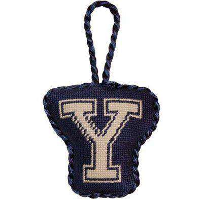Yale University Needlepoint Christmas Ornament in Navy by Smathers & Branson - Country Club Prep