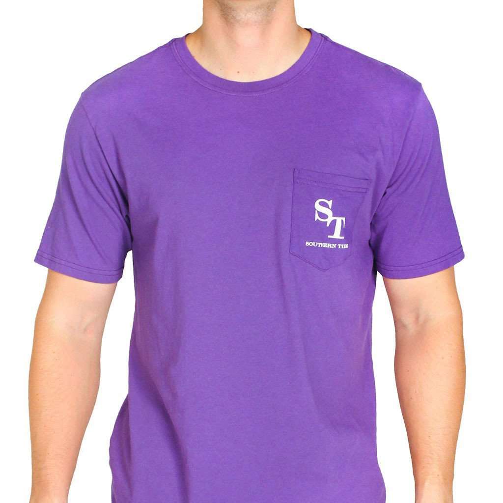 University Outline Pocket Tee in Regal Purple by Southern Tide - Country Club Prep