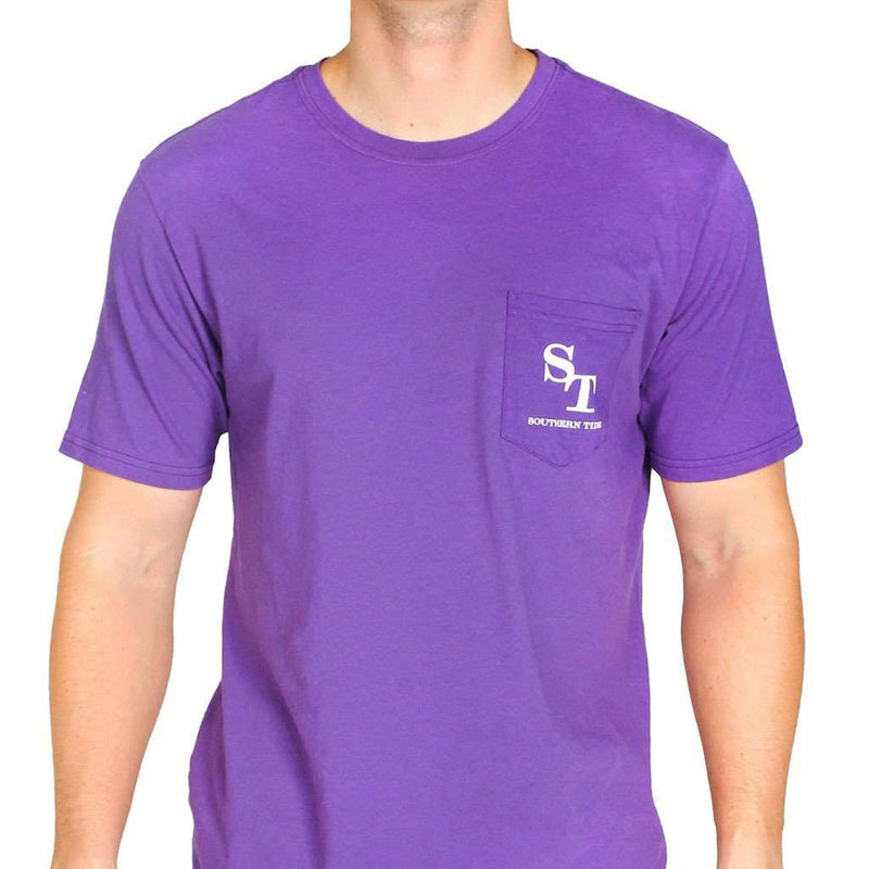 University Outline Pocket Tee in Regal Purple by Southern Tide - Country Club Prep