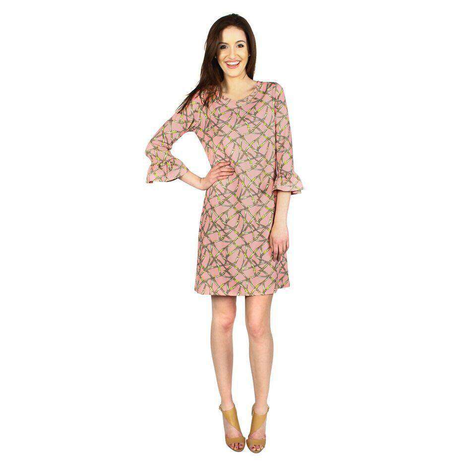 Belts Print Dress in Pink by Barbara Gerwit - Country Club Prep