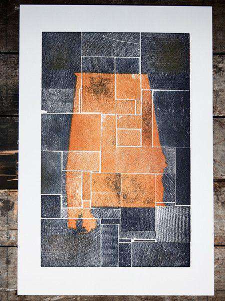 Alabama Block Party in Orange and Blue Hand Pressed Print by The Old Try - Country Club Prep