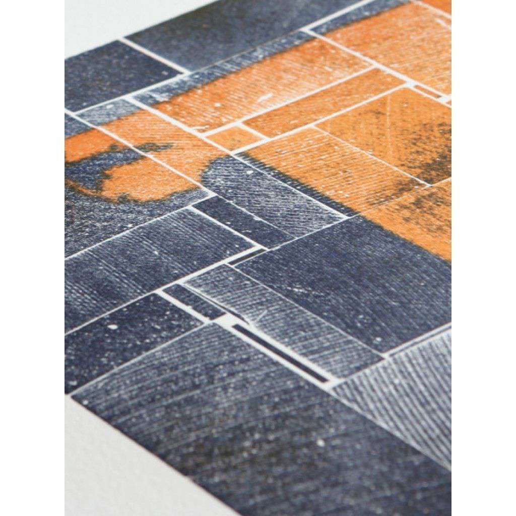 Alabama Block Party in Orange and Blue Hand Pressed Print by The Old Try - Country Club Prep