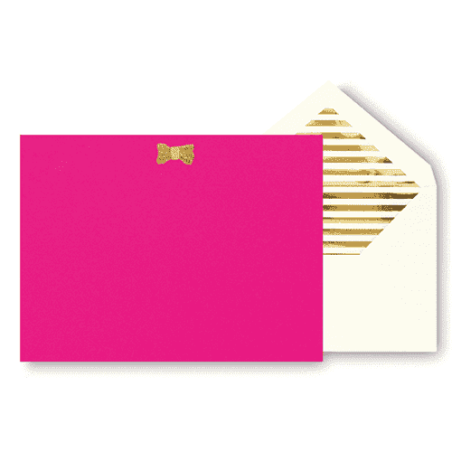 Correspondence Cards in Pink with Gold Bow by Kate Spade New York - Country Club Prep