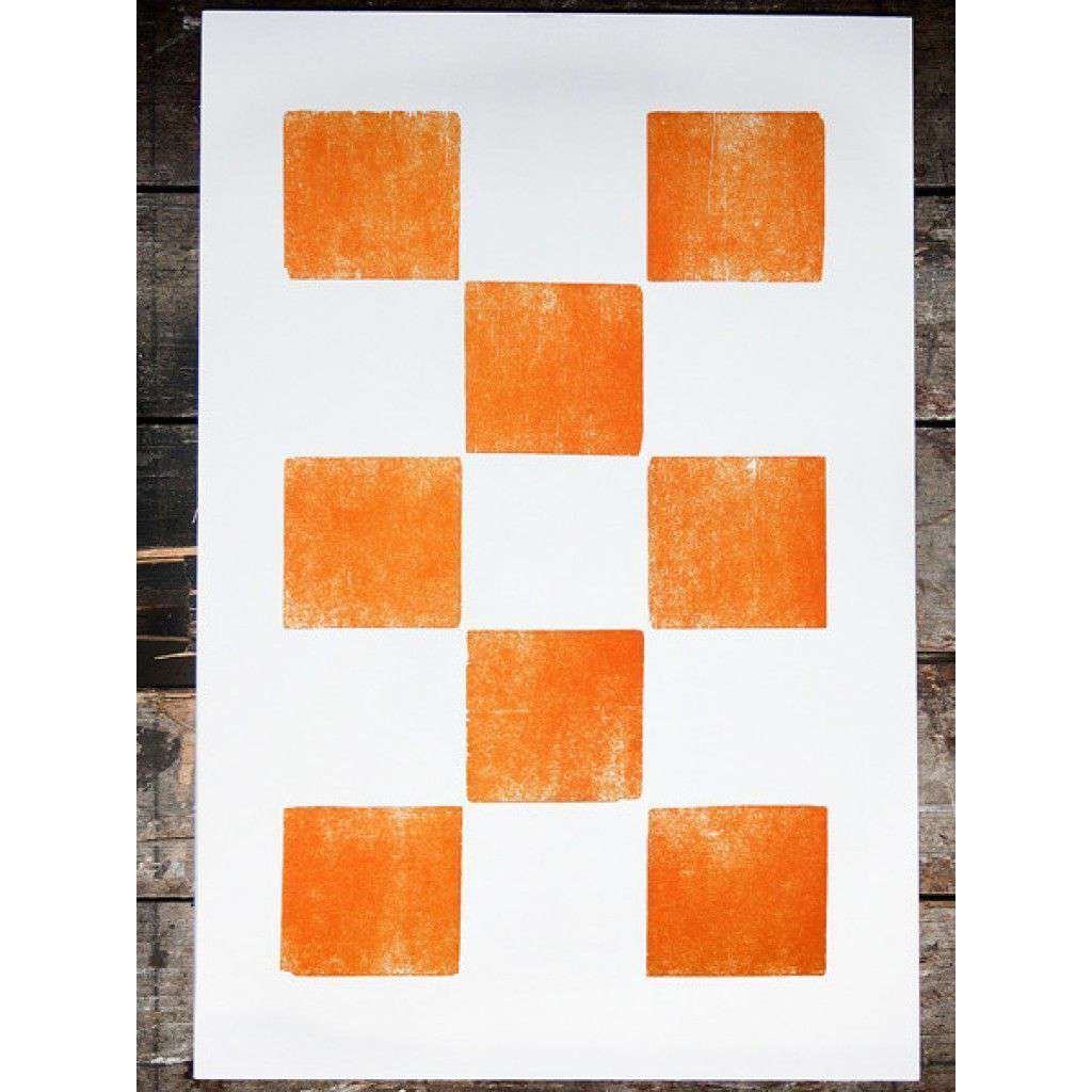 Eight Orange Squares Hand-Pressed Print by The Old Try - Country Club Prep